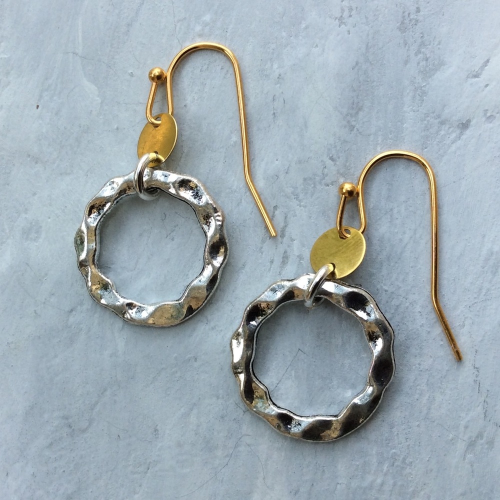 Gold / Silver Plated Hammered Circle Earrings
